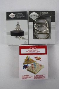 Dashing Magnetic Sculpture & IQ Puzzle, Nostalgic Wooden Games Mixed Lot