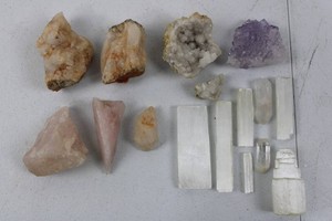 Quartz, Rose Quartz, Amethyst & Selenite Mixed Mineral Specimens
