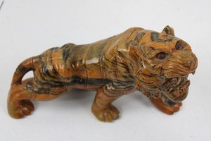 Marble Tiger Figurine - 9 in W X 5.5 in H