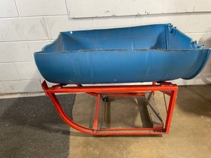 Metal Rolling Planter Base With Cut 50-Gallon Drum