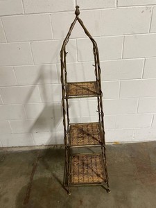 Ornate Four-Tier Woven Shelf Plant Stand