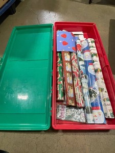 Holiday Gift Wrap & Party Bags Mixed Lot in Storage Tote