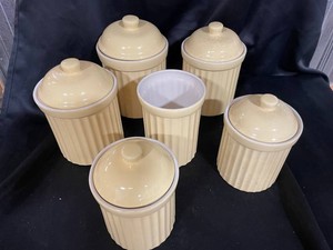ABODE Ceramic Storage Canisters With Lids (Lot of 6)
