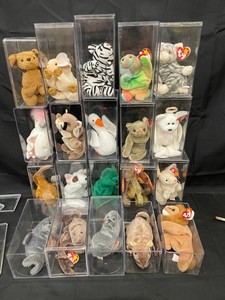 Ty-tagged Plush Animal Collection With Acrylic Display Cases (Lot of 20)