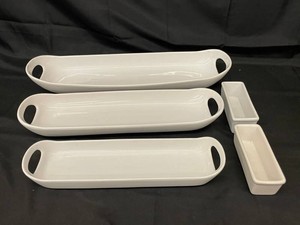 White Ceramic Serving Trays & Dishes (Lot of 5)
