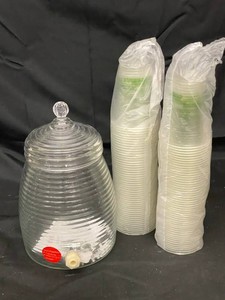 Glass Beverage Dispenser & Disposable Cups Mixed Lot