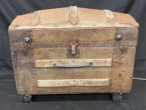 Vintage Wood-and-Metal Storage Trunk
