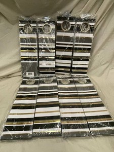 Black, White & Gold Striped Gift Bags - Case of 48