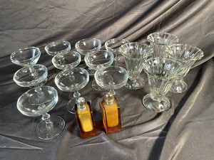 274 - Mixed Lot of Crystal Stemware & Amber Perfume Bottles (Lot of 12)