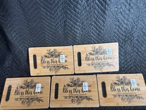 34 - Bless This Home Bamboo Serving Trays (Lot of 5)