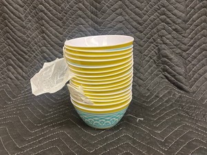 39 - Yellow & Turquoise Patterned Bowl Set