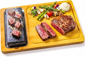 NutriChef Hot Stone Tabletop Grill Set with Bamboo Tray
