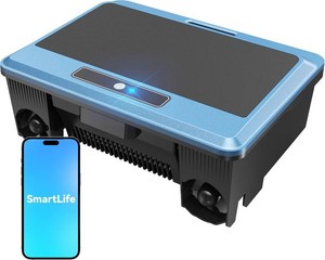 $285 WAVIO Solar Powered Robotic Pool Skimmer Surface Cleaner with APP Support Dual Charging Options Smart Obstacle Avoidance 247 Continuous Cleaning Ideal for Above Ground Pools Blue 08