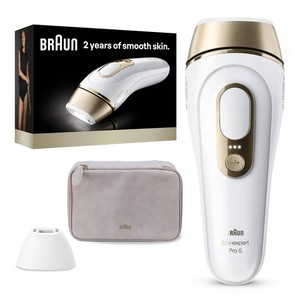$400 Braun IPL, Silk Expert Pro 5, IPL Hair Removal for Women and Men, Permanent Laser Hair Reduction At-Home, 2 Heads, Pouch, IPL5137