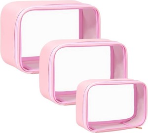 Travel Clear Makeup Bag Set for Women, 3 Pack Travel Size Toiletry Bag with Zipper Small Makeup Pouch for Purse Waterproof Portable Cosmetic Case Compact Car Organizer Storage Bag