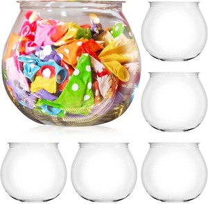 $29 6 Pack 27 Ounce Largest Mini Plastic Fish Bowls for Decoration - Fun Sized Fish Bowls for Drinks to Start the Party - Clear Vase for Stunning Centerpieces - Set - Craft Vase Round Clear