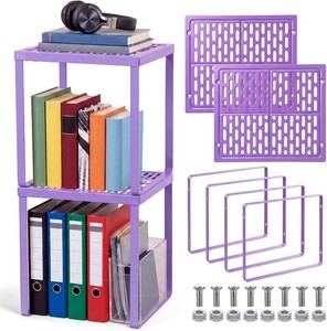 $27 Colarr 2 Pcs Metal Locker Organizer Shelf Stackable 2-Tier, Purple
