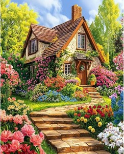 Banket Paint by Numbers Kit for Adults Beginner Landscape DIY Painting Kits for Adults Garden Easy Adult Paint by Number Kits on Canvas Color by Numbers for Gifts Home Wall Decor 16x20 Inch