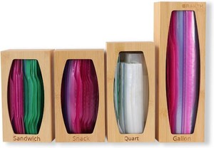 $27 CRAKTH Plastic Bag Storage Organizer for Kitchen Drawer, Bamboo