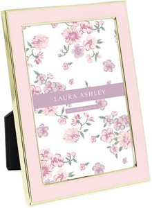 Laura Ashley 4x6 Pink Enamel Picture Frame, Gold Metal Edge wEasel