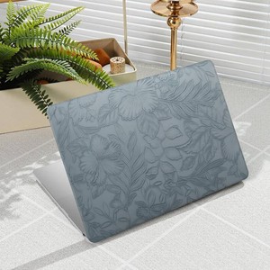 $24 iCasso for MacBook Air 15 inch Case 2026 2025-2023 Release M5 A3448 M4 A3241 M3 A3114 M2 A2941, Texture Leather Plastic Case for MacBook Air 15.3 Keyboard Cover  Screen Film, Blue Embossed Floral