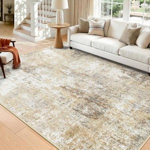$100 RELEANY Washable 6x8 Abstract Area Rug for Living Room Neutral Brown