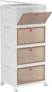 $65 4 Tier Plastic Storage Bins with Lid 32QT, Stackable Storage Bins