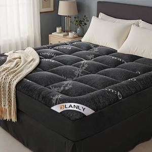 $66 OLANLY Queen Bamboo Viscose Cooling Mattress Topper, Dark Gray