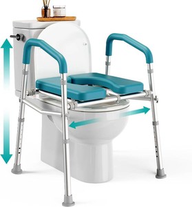 $78 PELEGON Raised Toilet Seat with Handles (400lb) - Adjustable Height & Width Toilet Chair with Arms, Toilet Riser with Handles, Toilet Chair Over Toilet, Handicap Toilet Seat for Elderly (Teal)