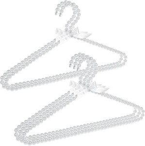 $22 Concepts Premium 5-Pack Heavy Duty Pearl with White Ribbon Trim Hangers- for Wedding and Engagement Gowns - Slim Design Also Can Be Used for Suits Shirts