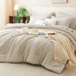 $63 King Size Comforter Set Oatmeal, 7 Pieces Bed in a Bag