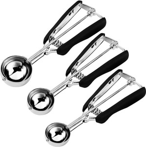 $20 Cookie Scoop Set, Include 1 Tbsp2 Tbsp3 Tbsp, Cookie Dough Scoop, Cookie Scoops for Baking Set of 3, 188 Stainless Steel, Good Grip, Non-Slip, For Cookies Cupcake Muffin Ice Cream waffle