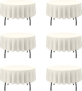 $36 BRILLMAX 6 Pack Ivory Round Tablecloths 70 Inch for 30-48 Tables