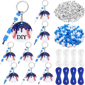 Nosiny 12 Pcs Baseball Drip Keychains, 2 DIY Bag Tag Favors,Blue