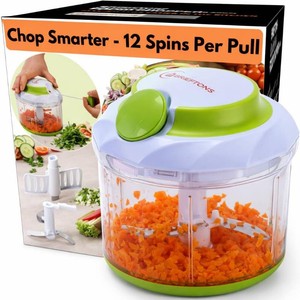 Brieftons QuickPull Manual Food Chopper, 4-Cup Hand Pull Vegetable Chopper (store return, has some food residue)