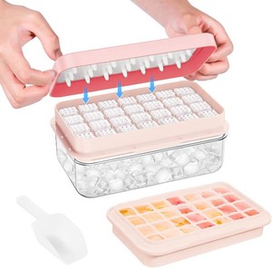 Mini 0.8 Ice Cube Tray with Lid and Bin, 1-Tier Ice Cube Trays for Freezer