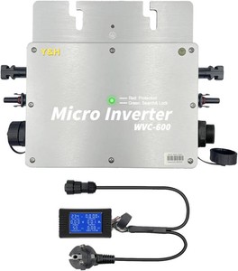 $113 Y&H 600W Solar Grid Tie Micro Inverter with AC Data Monitoring Display Screen Waterproof IP65 MPPT DC28-50V PV Input AC80-160V Output for 24V 36V Solar Panel