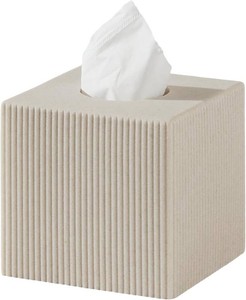 Tissue Box Cover Square, Sandstone Look, Vertical Stripe Beige