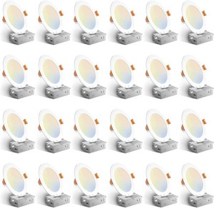 $130 Amico 24 Pack 6 Inch LED Recessed Light with Junction Box, 5CCT, 1050LM