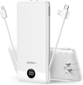 $33 VEGER Portable Charger for iPhone, Power Bank Built in Cables and Wall Plug