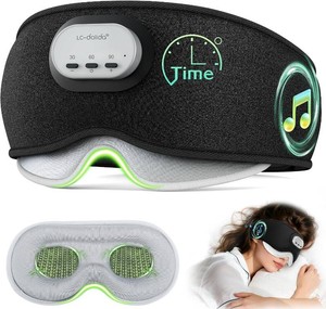 $50 LC-dolida Bluetooth Sleep Eye Mask for WomenMen, Voice Control Bamboo Cotton Sleep Headphones with 3D Zero-Pressure Cups and Timer Setting, Total Blackout Sleeping Mask for Side Sleepers (Black)