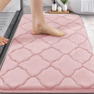 $36 OLANLY Memory Foam Bath Mat Rug 30x20, Ultra Soft Bathroom Rugs, Pink