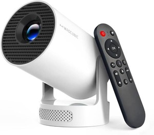 $60 Magcubic Mini Projector with WiFi 6 and Bluetooth 5.4, Portable Projector 4K Support, 5W Soundbase Speaker, Auto Vertical Keystone 180 Rotatable Smart Proyector for Movie Home Outdoor (Missing The Remote)