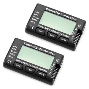 QWORK RC Battery Capacity Checker 2 7S LiPo Li ion NiMH 2 Pack, Multi Mode Voltage Display for Drone, RC Car & Airplane (Missing One)