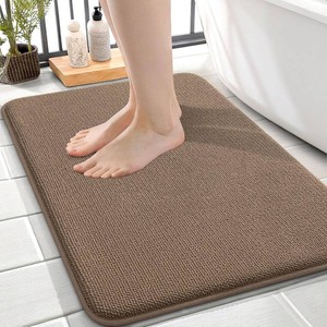 $33 OLANLY Memory Foam Small Bathroom Rugs 24x16, Absorbent Bath Mat, Mocha