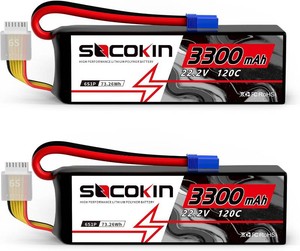 $90 6S 3300mAh Lipo Battery 22.2V Lipo RC Battery with EC5 Plug Soft Case for RC Car Boat RC Racing Truck Helicopter Airplane 2 Pack