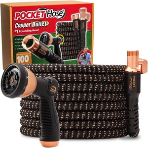 $100 Pocket Hose Copper Bullet 100 FT Expandable Garden Hose, 10-Pattern Nozzle
