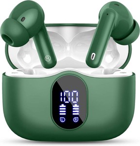 $37 Wireless Earbuds, Bluetooth 5.4 Headphones Bass StereoClear Calls, Green
