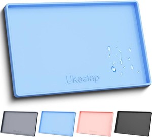 $25 19 x 12 Extra Thick Silicone Mat Waterproof with Raised Edge, Blue