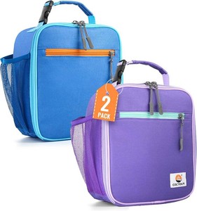 $27 Lunch Box Kids,2 Packs Insulated Lunch Bag for Girls Boys,Soft Bag Mini Cooler Back to School Thermal Reusable Lunch Bag for Work School Picnic (Blue & Purple)